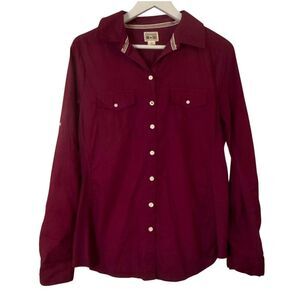 Converse one star burgundy cotton button down large